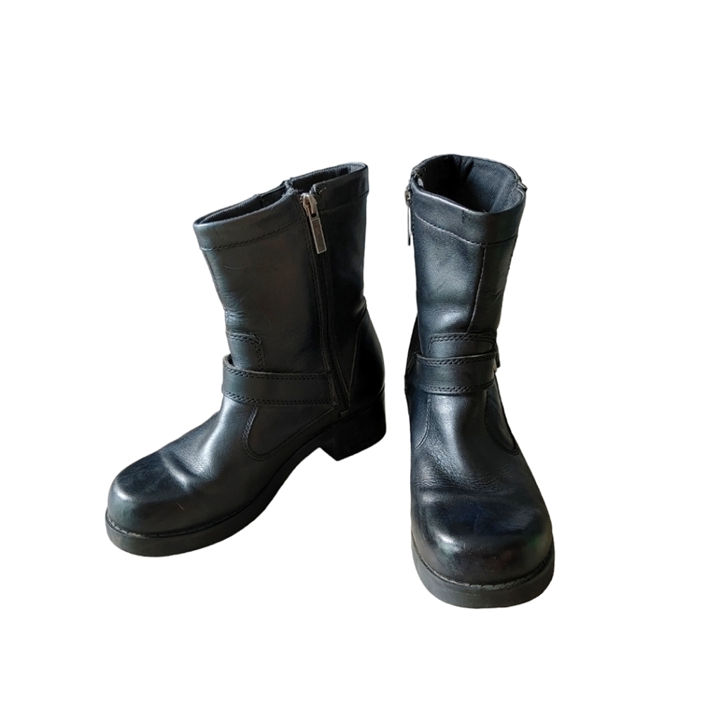 Harley Davidson Leather Above Ankle Boots Zip Up